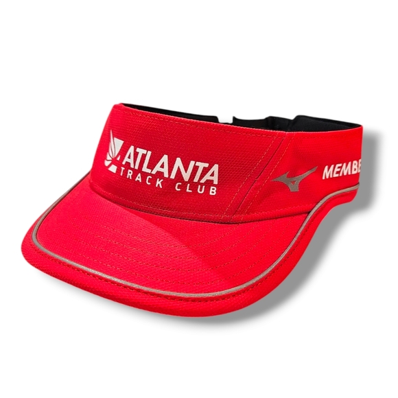 NWT Atlanta Track Club Member Mizuno Adjustable Red Visor Running Golf Moisture - Picture 1 of 7